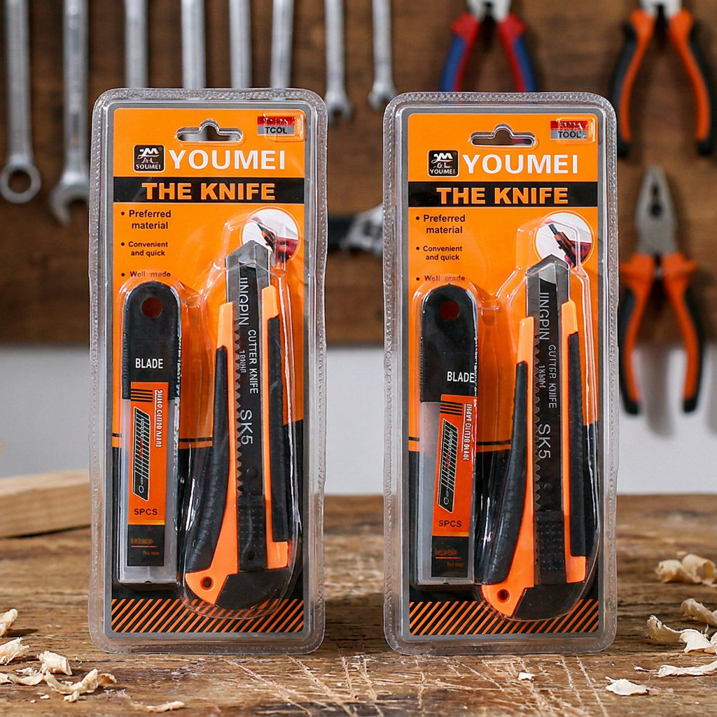 Orange-Black Utility Knife with 5 Blades — representative Stationery & Cards sample