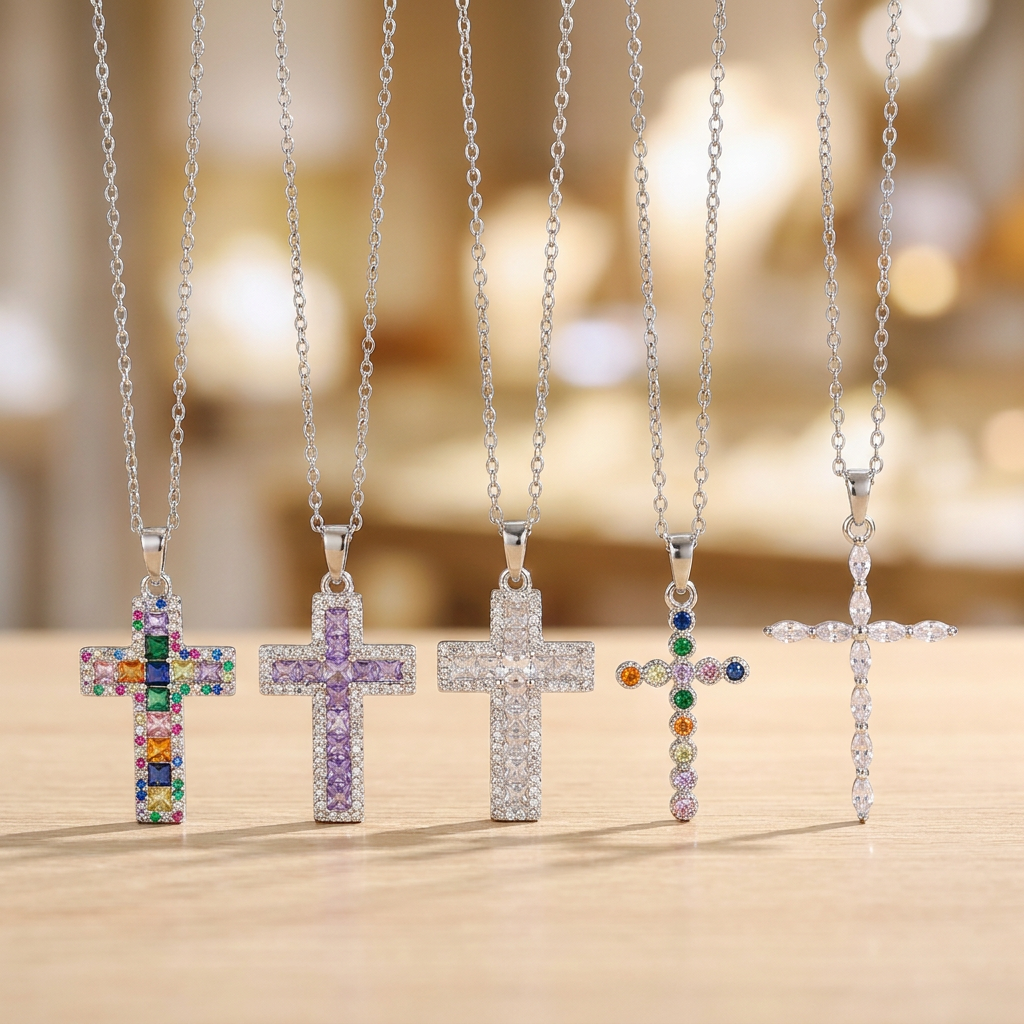 Cross Necklace Copper & Zircon — representative Jewellery sample