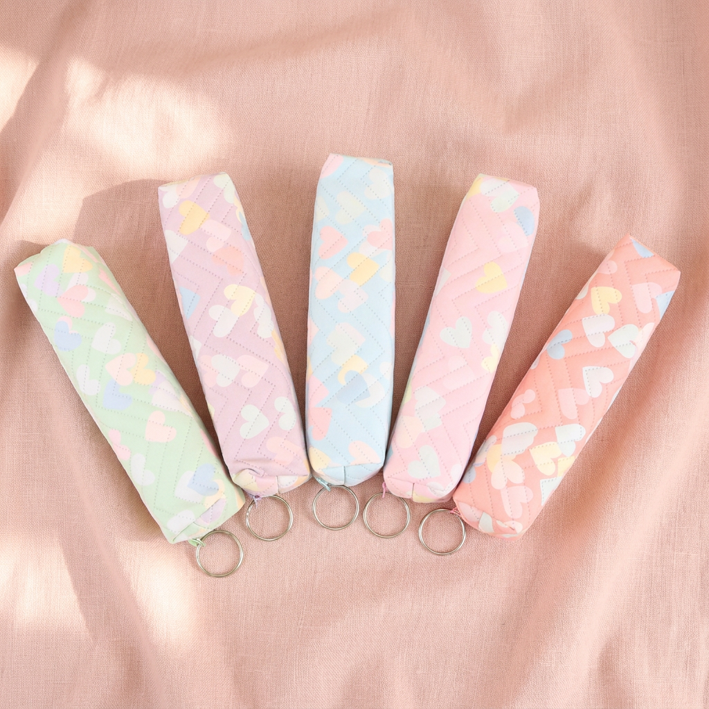 Quilted Heart Pencil Cases — representative Stationery & Cards sample