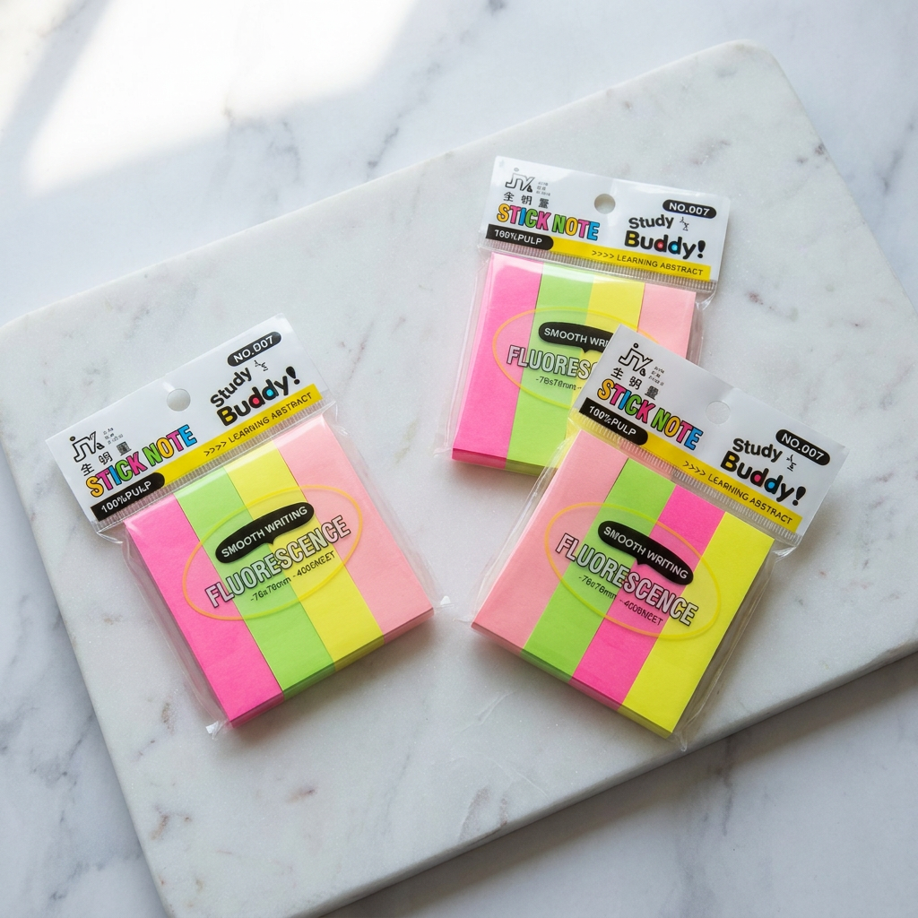 Fluorescent Smooth Writing Sticky Notes — representative Stationery & Cards sample