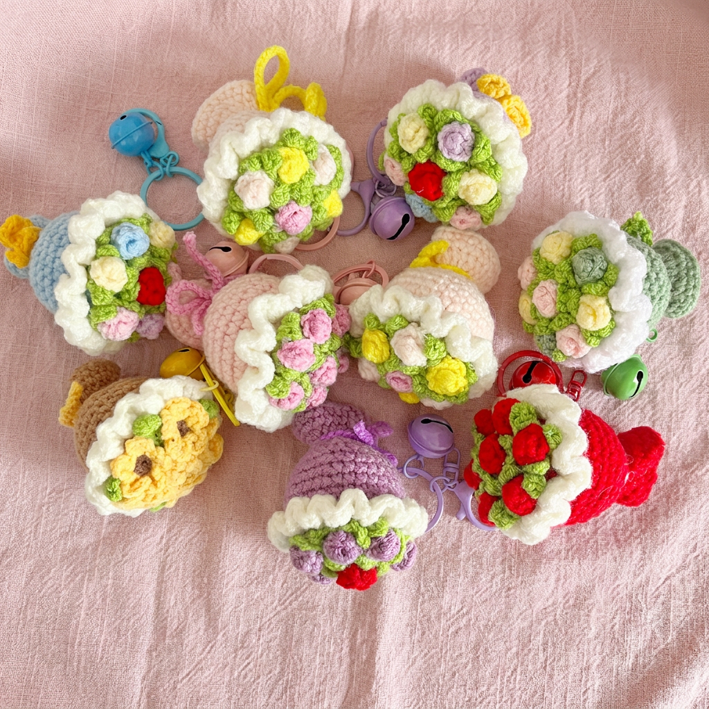 Handmade Well-designed Weaving Bouquet Keychain — representative Accessories & Bags sample