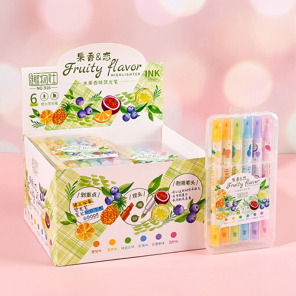 6pcs Fruit Flavor Highlighter — representative Stationery & Cards sample