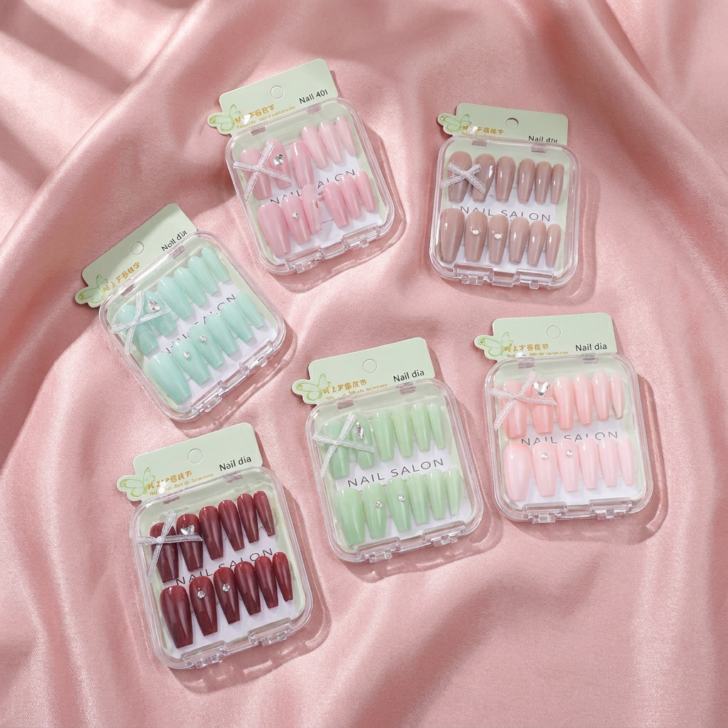 Gift Box Picture Frame Full-Crystal Cat-Eye Press-On Nails — representative Beauty & Nails sample