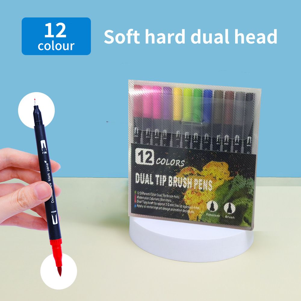 12 Colors Brush Pens Dual Tip — representative Stationery & Cards sample